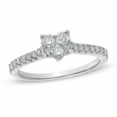 white gold heart engagement ring