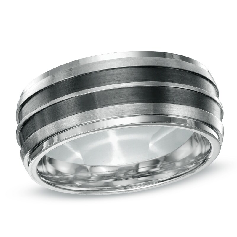 Main Image 1 of 9.0mm Wedding Band in Two-Tone Stainless Steel - Size 9