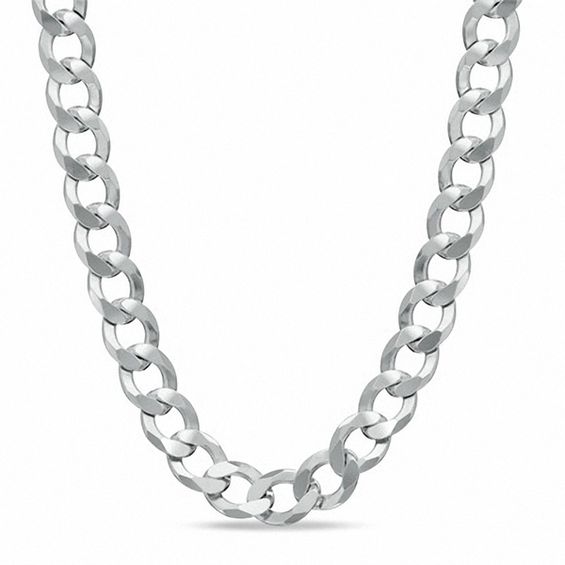Men's 7.0mm Curb Chain Necklace in Solid Sterling Silver - 22"