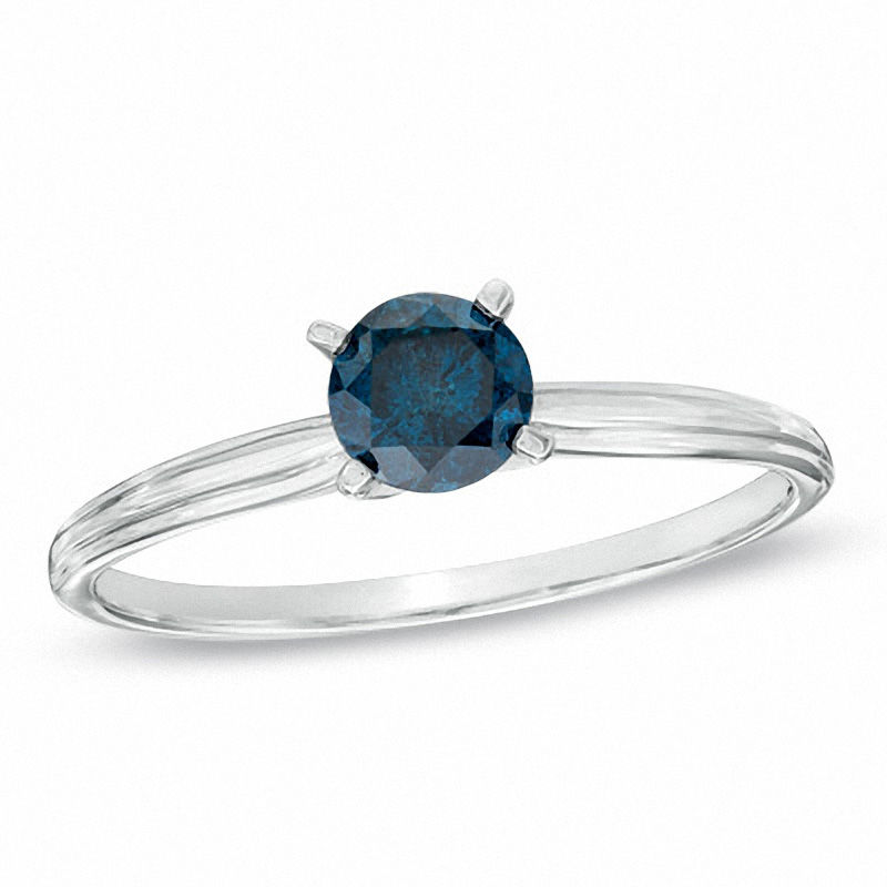 Blue diamond solitaire ring