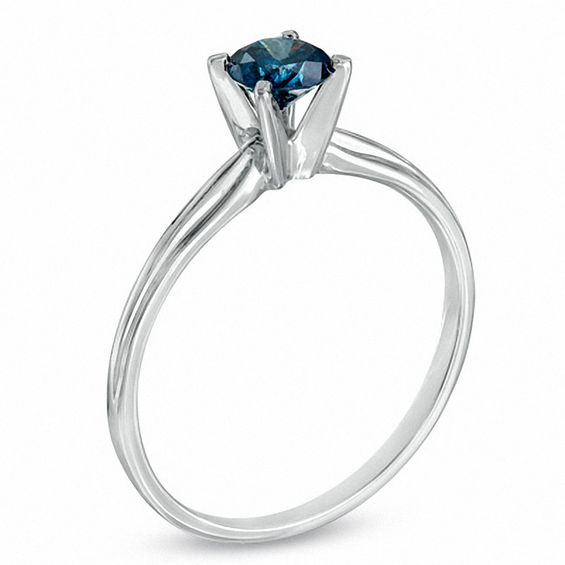 1/2 CT. Enhanced Blue Diamond Solitaire Engagement Ring in 14K White Gold