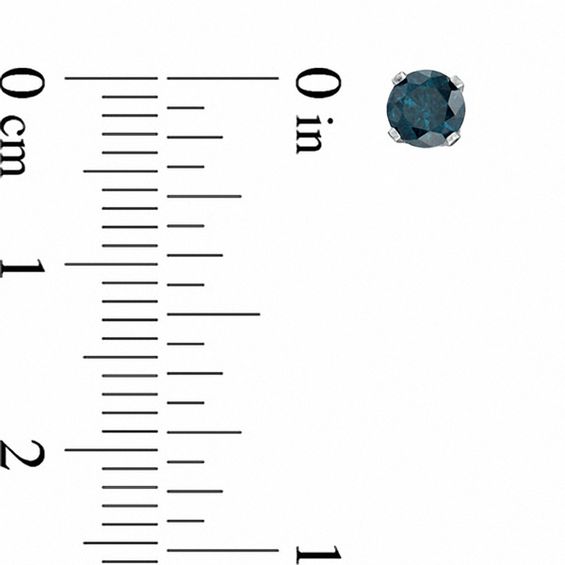 3/4 CT. T.w. Enhanced Blue Diamond Solitaire Stud Earrings in 14K White Gold