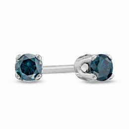 1/10 CT. T.W. Enhanced Blue Diamond Solitaire Stud Earrings in 14K White Gold