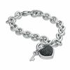 Thumbnail Image 0 of 1/3 CT. T.W. Black Diamond Heart with Key Charm Bracelet in Sterling Silver - 7.5"