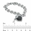 Thumbnail Image 1 of 1/3 CT. T.W. Black Diamond Heart with Key Charm Bracelet in Sterling Silver - 7.5"