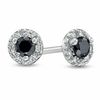 Thumbnail Image 1 of 1/4 CT. T.W. Enhanced Black and White Diamond Frame Stud Earrings in Sterling Silver