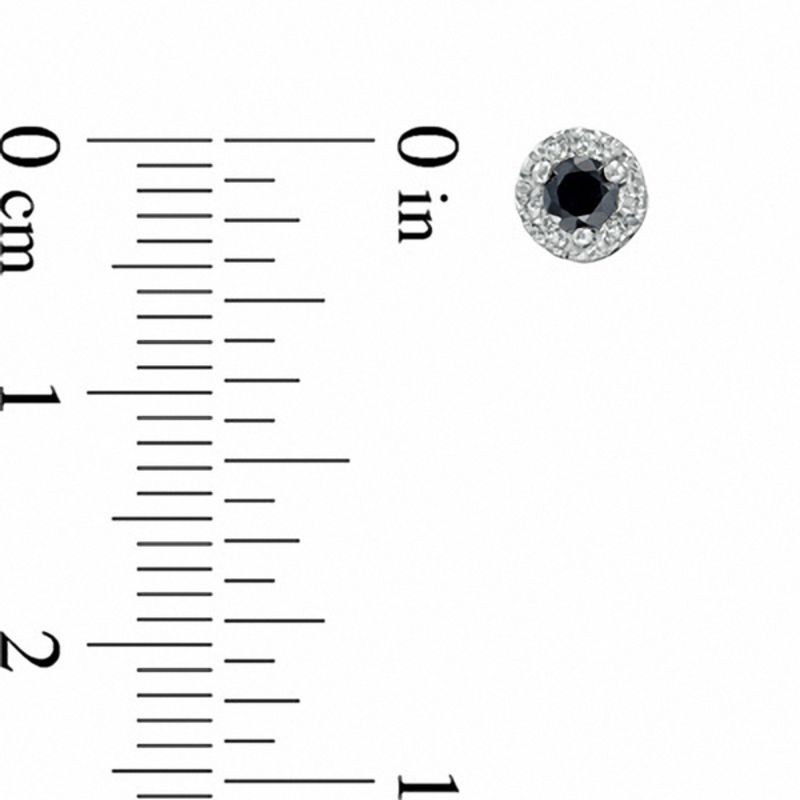 Main Image 2 of 1/4 CT. T.W. Enhanced Black and White Diamond Frame Stud Earrings in Sterling Silver