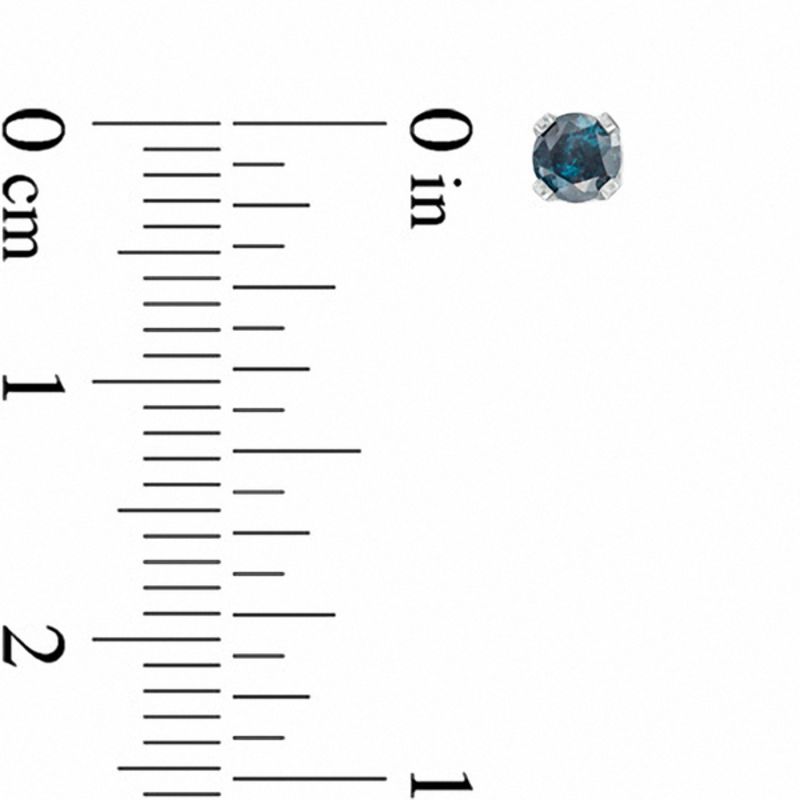 Main Image 2 of 1/4 CT. T.W. Enhanced Blue Diamond Solitaire Stud Earrings in 14K White Gold