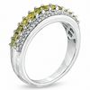 Thumbnail Image 2 of 7/8 CT. T.W. Princess-Cut Enhanced Yellow and White Diamond Stripe Ring in Sterling Silver
