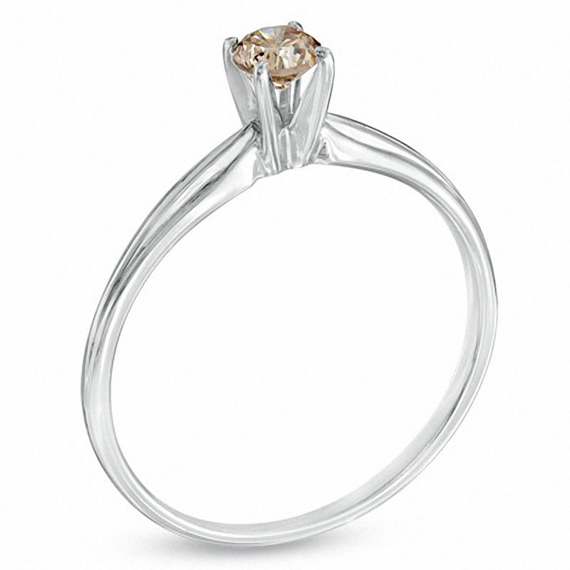 1/4 CT. Champagne Diamond Solitaire Engagement Ring in 14K White Gold