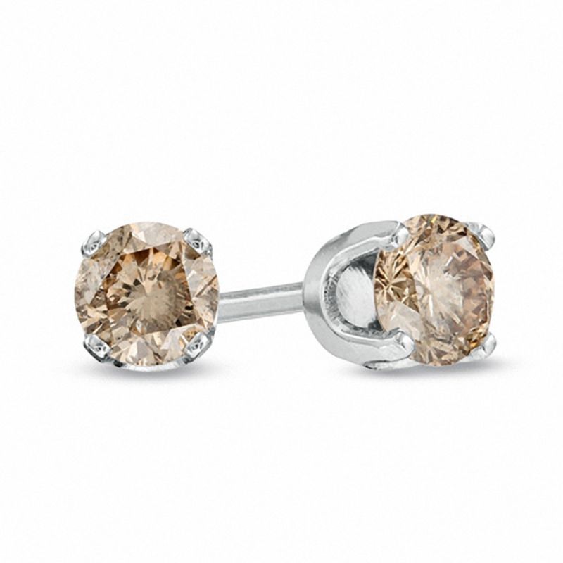 早期予約・新じゃが 1/3 cttw Certified SI2-I1 14K Champagne Diamond Stud Earrings  White Go