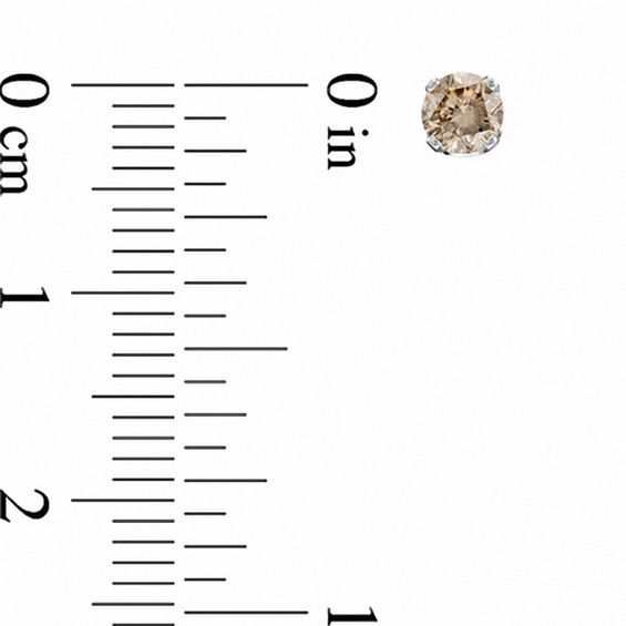 1/ CT. T.w. Champagne Diamond Solitaire Stud Earrings in 14K White Gold