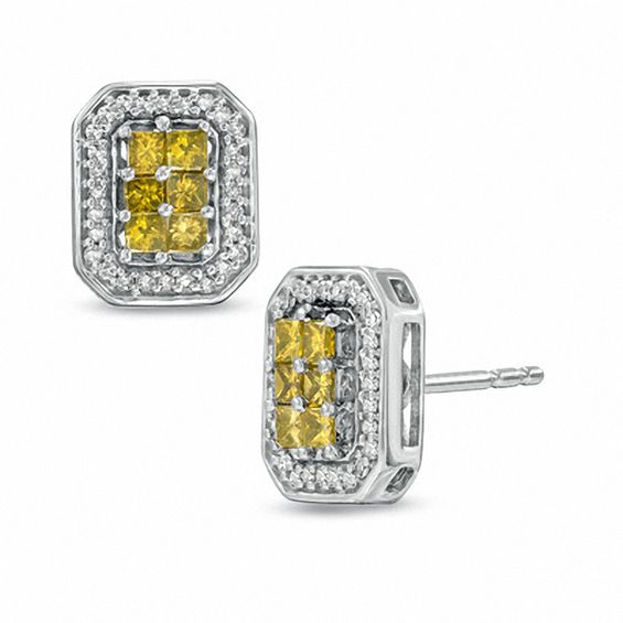 zales yellow diamond earrings