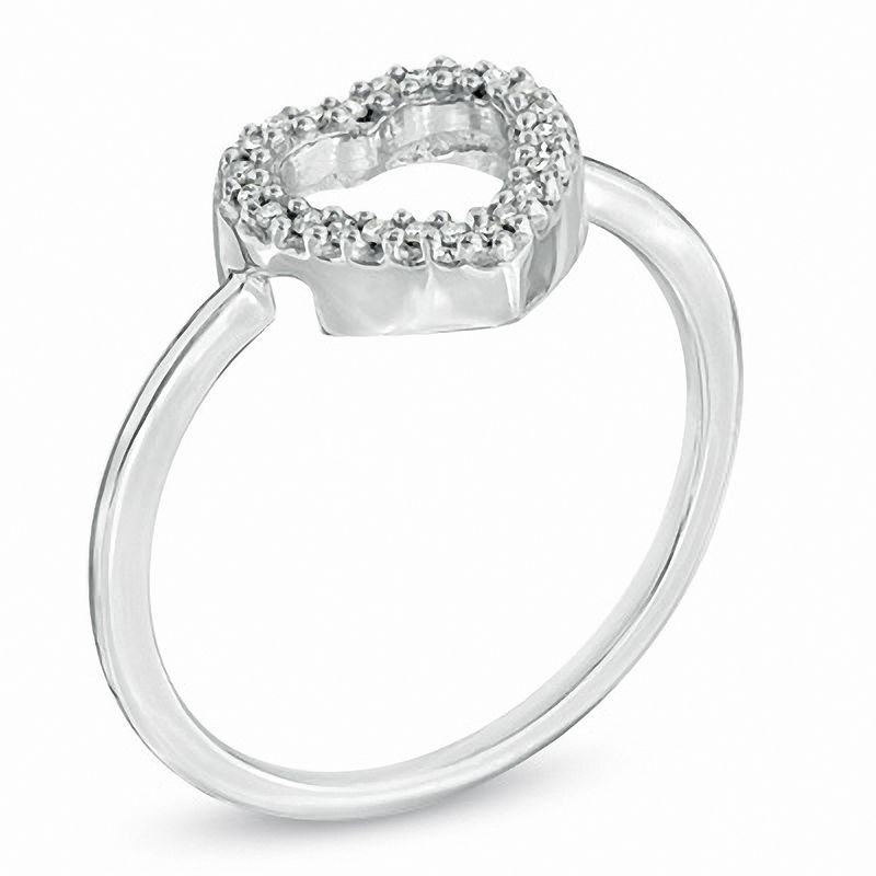 Main Image 3 of 1/8 CT. T.W. Champagne and White Diamond Heart Ring in Sterling Silver