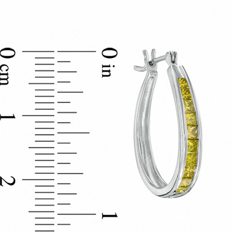 1 CT. T.W. Princess-Cut Enhanced Yellow Diamond Hoop Earrings in Sterling Silver