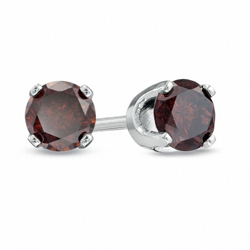 Indtægter Elektrisk desinficere 1/2 CT. T.W. Enhanced Red Diamond Solitaire Stud Earrings in 14K White Gold  | Zales