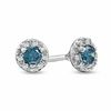 Thumbnail Image 1 of 1/4 CT. T.W. Enhanced Blue and White Diamond Frame Stud Earrings in Sterling Silver