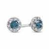 Thumbnail Image 0 of 1/4 CT. T.W. Enhanced Blue and White Diamond Frame Stud Earrings in Sterling Silver