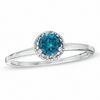 Thumbnail Image 0 of 1/2 CT. T.W. Enhanced Blue and White Diamond Frame Ring in Sterling Silver - Size 7