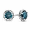 Thumbnail Image 1 of 1 CT. T.W. Enhanced Blue and White Diamond Frame Stud Earrings in Sterling Silver