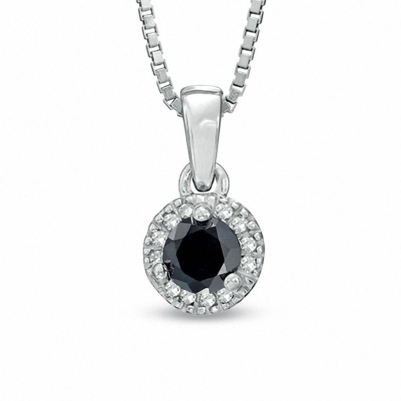 1/2 CT. T.W. Enhanced Black and White Diamond Frame Pendant in Sterling Silver