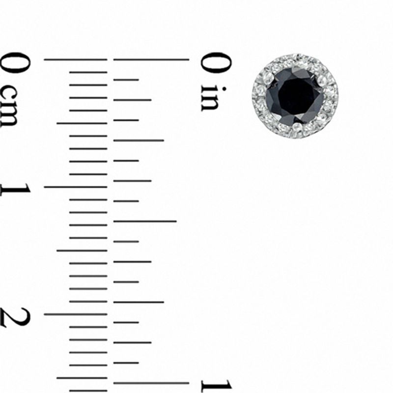 Main Image 2 of 1 CT. T.W. Enhanced Black and White Diamond Frame Stud Earrings in Sterling Silver