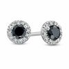 Thumbnail Image 1 of 1/2 CT. T.W. Enhanced Black and White Diamond Frame Stud Earrings in Sterling Silver