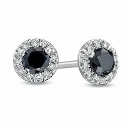 1/2 CT. T.W. Enhanced Black and White Diamond Frame Stud Earrings in Sterling Silver