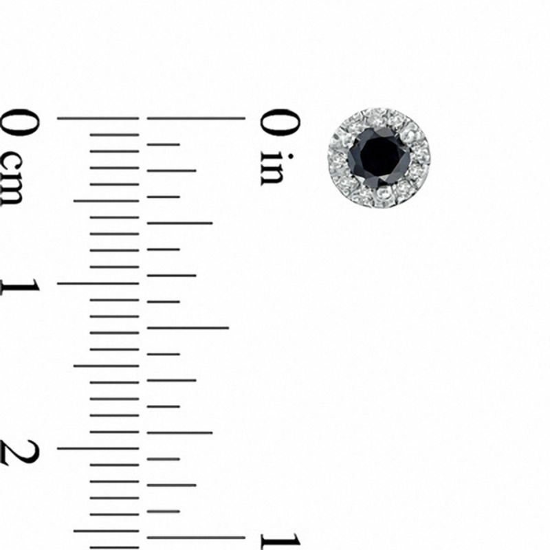 Main Image 2 of 1/2 CT. T.W. Enhanced Black and White Diamond Frame Stud Earrings in Sterling Silver