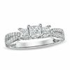 Thumbnail Image 1 of 1 CT. T.W. Princess-Cut Diamond Three Stone Engagement Ring in 14K White Gold