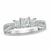 Thumbnail Image 0 of 1 CT. T.W. Princess-Cut Diamond Three Stone Engagement Ring in 14K White Gold