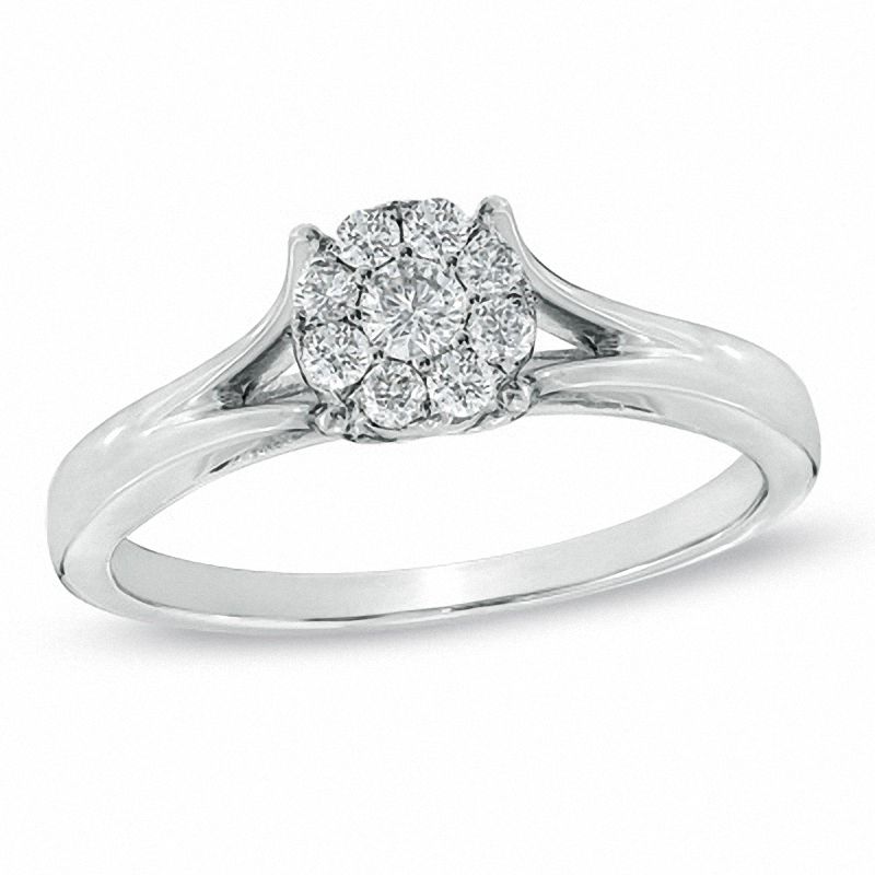 Composite Diamond stone types Engagement Ring in White Gold
