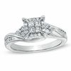Thumbnail Image 1 of 1/2 CT. T.W. Princess-Cut Quad Diamond Swirl Engagement Ring in 10K White Gold