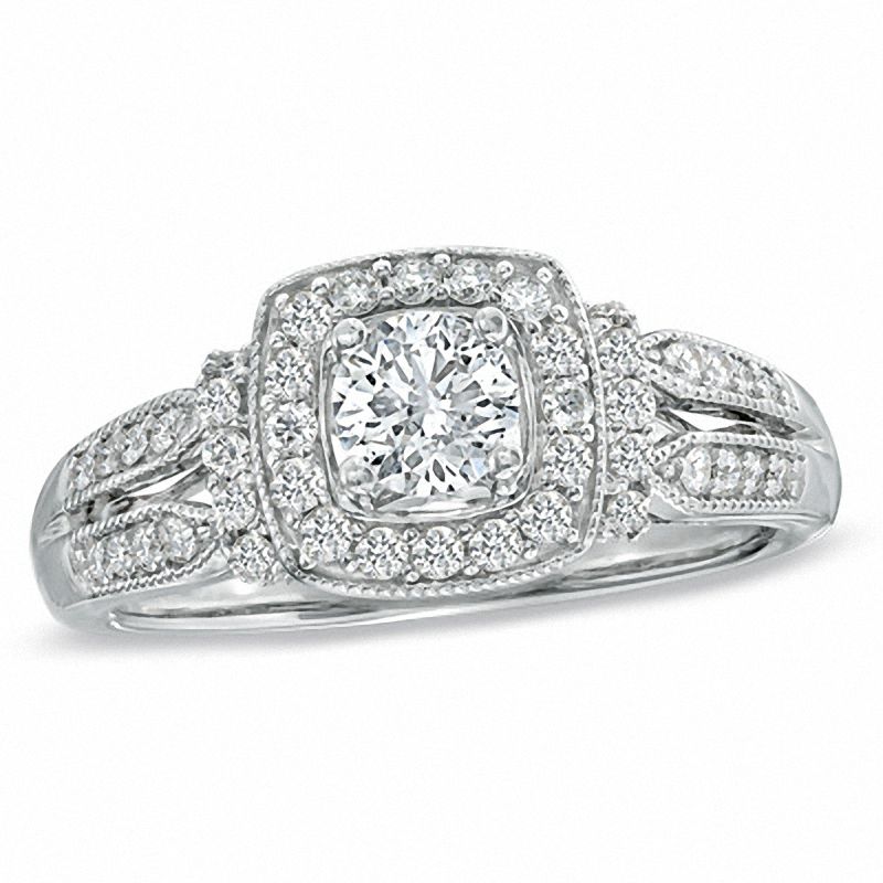 Main Image 1 of 3/4 CT. T.W. Diamond Vintage-Style Engagement Ring in 14K White Gold