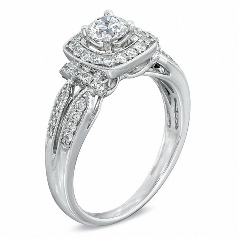Main Image 2 of 3/4 CT. T.W. Diamond Vintage-Style Engagement Ring in 14K White Gold