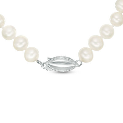 Cultured Freshwater Pearl and 1/10 CT. T.W. Diamond Necklace in Sterling  Silver and 14K Gold - 17