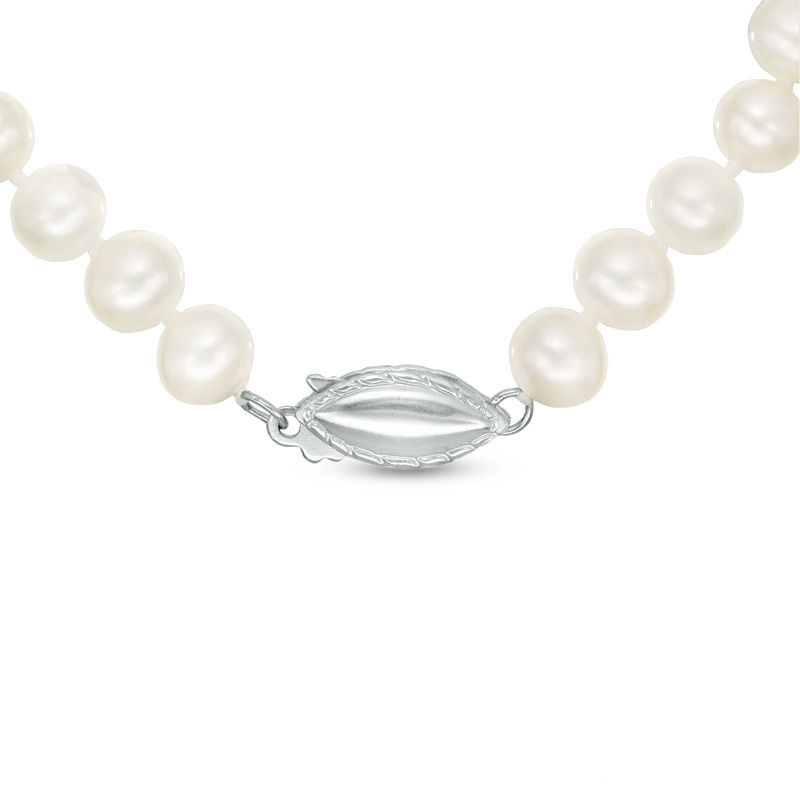 Cultured Freshwater Pearl and 1/10 CT. T.W. Diamond Necklace in Sterling Silver and 14K Gold - 17"