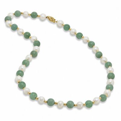 One strand beaded enhanced jade necklace