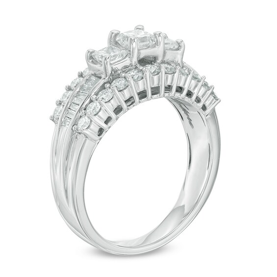 1-1/2 CT. T.w. Princess-Cut Diamond Three Stone Engagement Ring in 14K White Gold