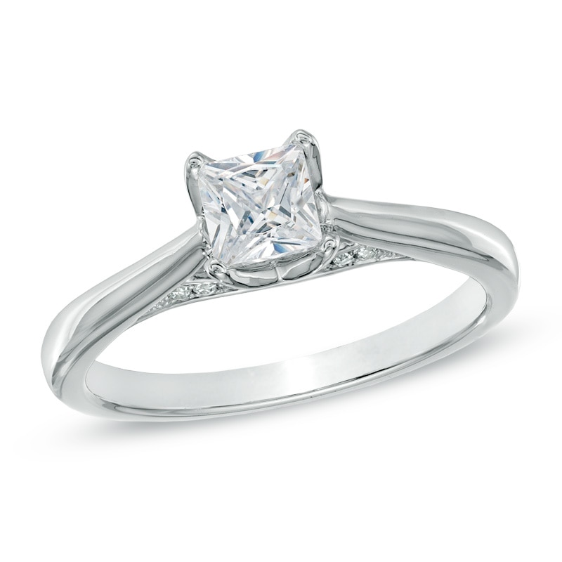 Main Image 1 of Celebration Lux® 5/8 CT. T.W. Princess-Cut Certified Diamond Engagement Ring in 18K White Gold (H-I/I1)
