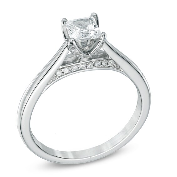 Celebration LuxÂ® 5/8 CT. T.w. Princess-Cut Certified Diamond Engagement Ring in 18K White Gold (H-I/I1)