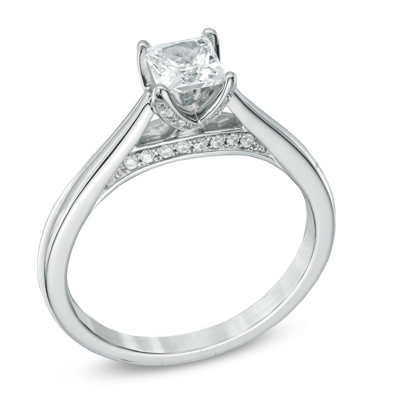 Main Image 2 of Celebration Lux® 5/8 CT. T.W. Princess-Cut Certified Diamond Engagement Ring in 18K White Gold (H-I/I1)