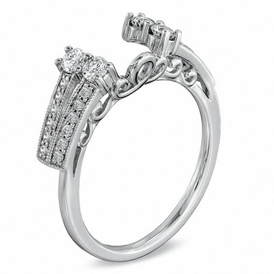 1/2 CT. T.w. Diamond Vintage-Style Solitaire Enhancer in 14K White Gold