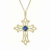 Thumbnail Image 0 of Lab-Created Blue Sapphire Birthstone Cross Pendant in 10K Gold