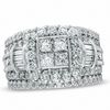 Thumbnail Image 1 of 3 CT. T.W. Quad Princess-Cut Diamond Three Piece Bridal Set in 14K White Gold