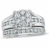 Thumbnail Image 1 of 1-1/2 CT. T.W. Diamond Cluster Bridal Set in 14K White Gold