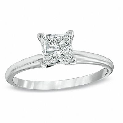 1 Ct Princess Cut Diamond Solitaire Engagement Ring In 14k White