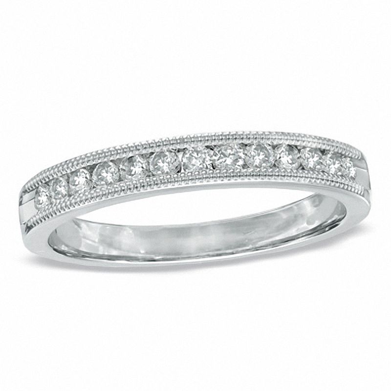 Main Image 1 of 1/4 CT. T.W. Diamond Anniversary Milgrain Band in 14K White Gold