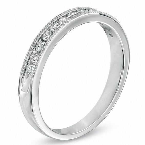 1/4 CT. T.w. Diamond Anniversary Milgrain Band in 14K White Gold