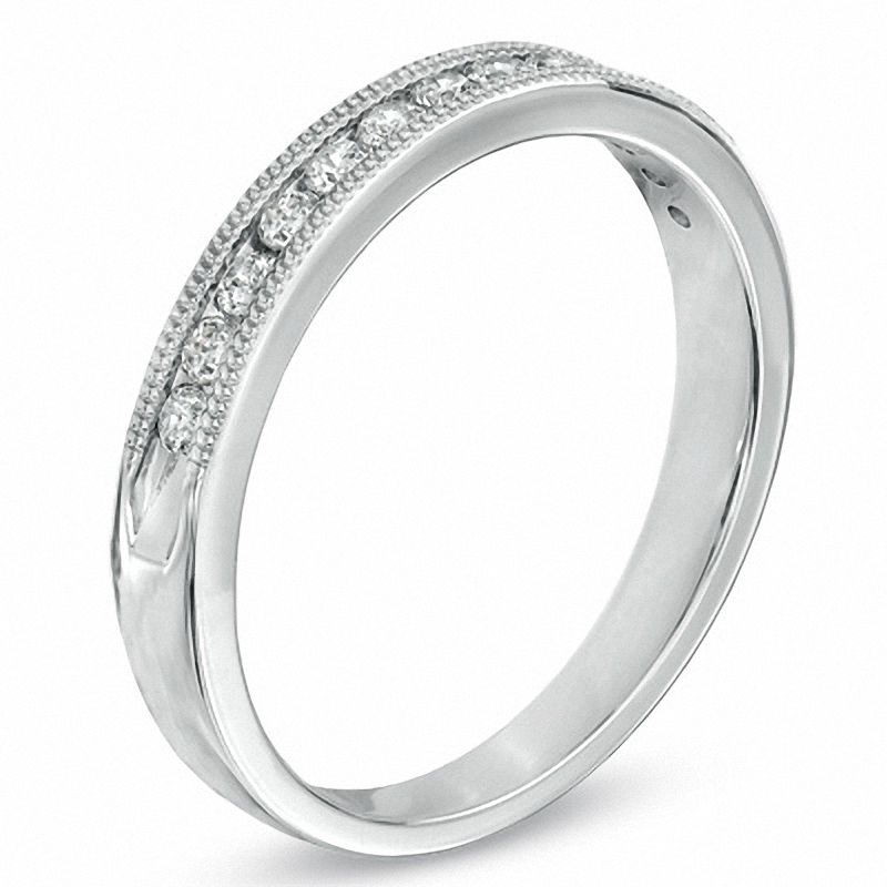Main Image 2 of 1/4 CT. T.W. Diamond Anniversary Milgrain Band in 14K White Gold